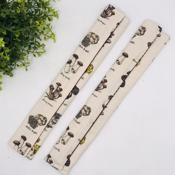 Set of 2 Refrigerator Handle Covers, Reversible, Neutral Mushrooms 14x5 - Picture 2 of 5